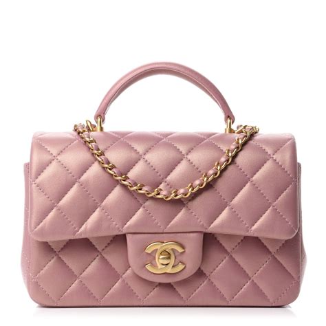 chanel light pink|CHANEL Lambskin Quilted Mini Chain Top Handle Rectangular .